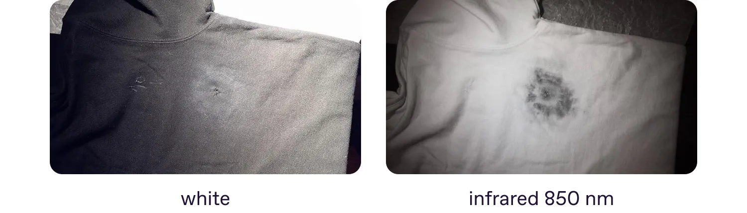 Gunshot residue in infrared light